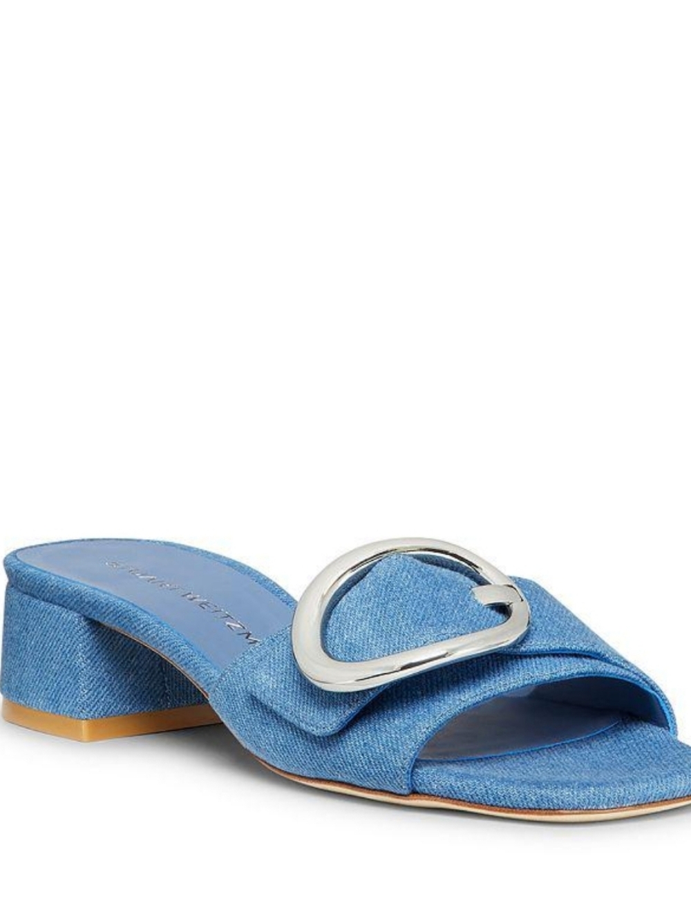 NIB Stuart Weitzman Benni 35 Embellished Slide Sandals Denim Size 9
